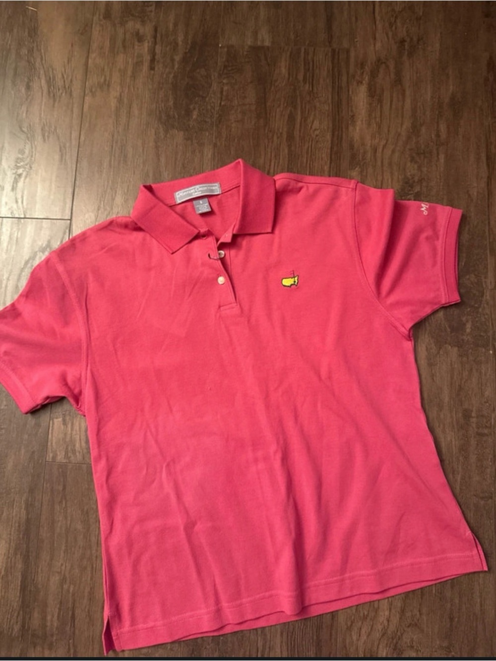 Masters Pink Short Sleeve Polo with Yellow Logo